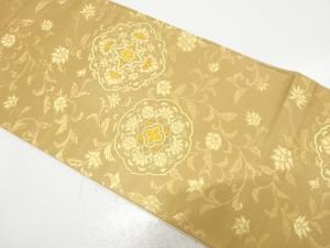 華紋に花唐草模様織り出し　袋帯